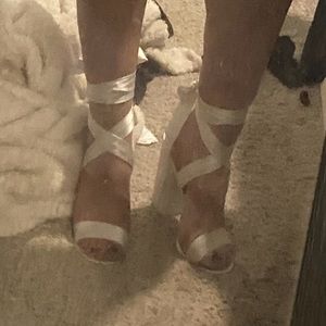 Lulus Alta Satin lace up heels